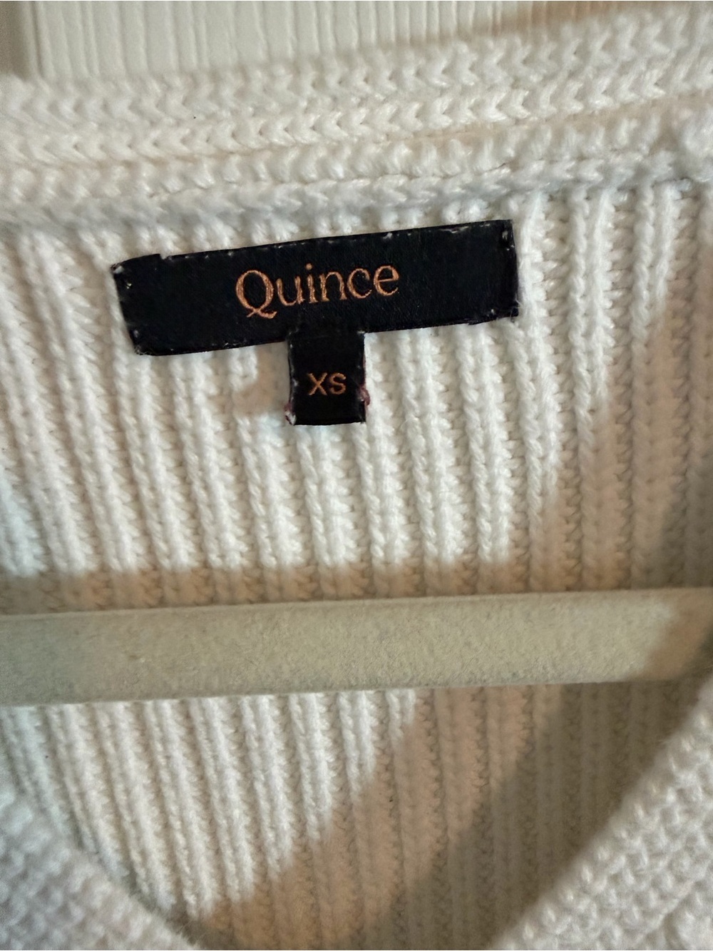 Quince Cream Ribbed V-Neck Sweater - Picture 4 of 5